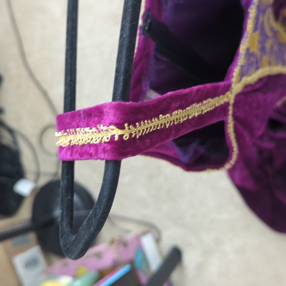 1990s Vintage Jeannie Nitro Purple and Gold Women's Dress - Picture 6 of 14